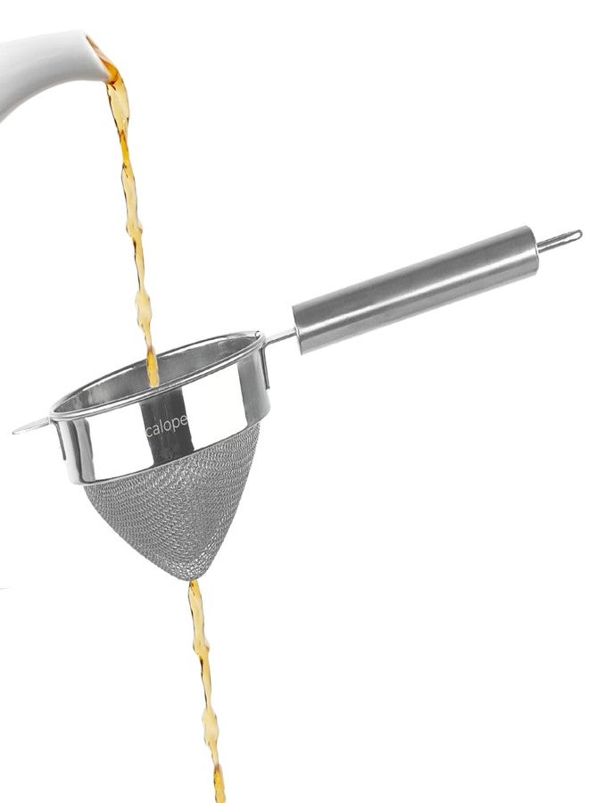 Calope Food Grade Stainless Steel Tea Strainer/Chai Chhalni/Coffee Sieve/Tea Filter/Juice and Oil Channi with SS Double MESH- Cone Shaped (Pipe Hnadle (Cylinder), 7 cm (Small)) - Image 1